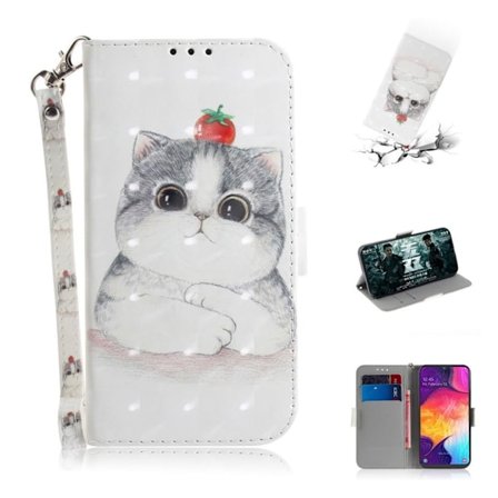 Samsung Galaxy A50 Skinnetui Med Mønster - Katt Med Tomat