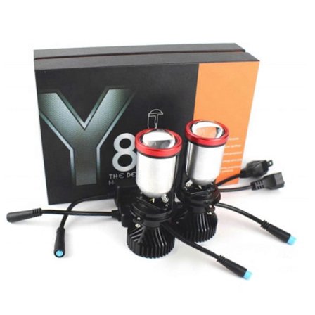 2 STK H4 LED Forlygtepære MINI Dobbelt Lys Super Lys Spotlight Forlygte Projektor Linse til Bil Motorcykel