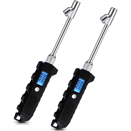 2 kpl digitaalinen rengaspainemittari 250 PSI Raskaan sarjan kaksoispää ruostumaton teräs LCD-näytöllä ja taskulampulla autoon, kuorma-autoon, 