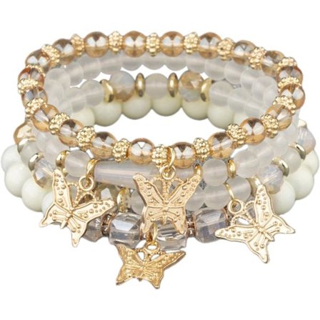 4 st Bohemian Butterfly Crystal Stone Stretch Pendant Armband för kvinnor Guld Pärlor Stapelbara Stretch Armband Col