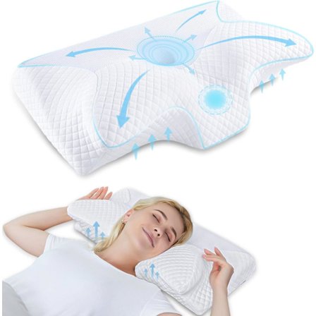 Cervikal Memory Foam Pute, Ortopedisk Nakkestøttepute, Ergonomiske Pute for Side- og Ryggsovere