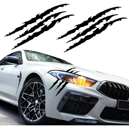 (Svart) 2 st bilklistermärken klor repor, klosmärke bilklistermärke svarta klosmärken strålkastare Dec