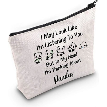 Panda-ystävän lahja Ajattelen pandoja Meikkilaukku Panda Karhu Kosmetiikkalaukku Eläintarha Eläinten ystävän lahja Vetoketjullinen matkalaukku (