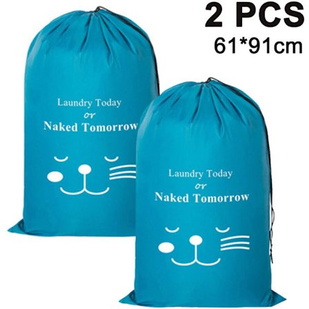 Snørebånd Vasketøjspose med Håndtag 2 Sæt, IHOMAGIC Rip-Stop Foldbar Vasketøjspose, Beskidt Tøjsæk Kan Holde 4 Læs Vasketøj i en Vasketøjskurv, Mu