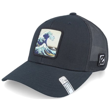 Public Domain - Svart trucker Keps - Hokusai The Great Wave Black Trucker @ Hatstore