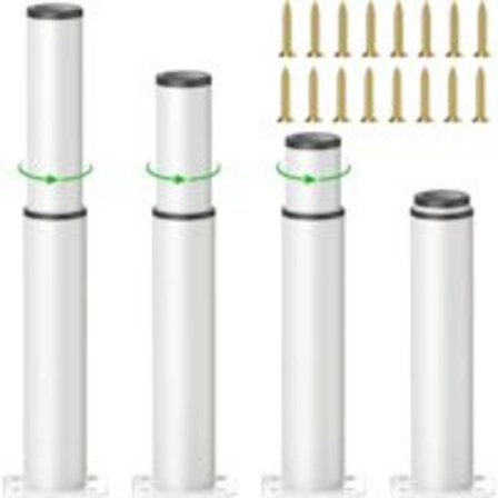 4 Stk. Justerbare Møbelben, 18 cm Justerbare Køkkenben, Justerbar Højde er 0-120 mm, Runde Metal Rustfrit Stål Sofaben Bordben,