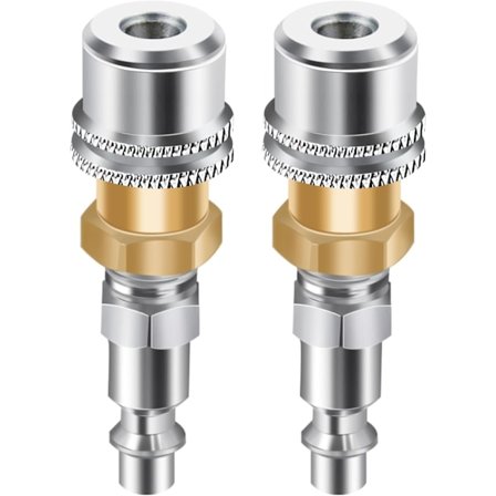 (2-pack) Luftchuck, 1/4 FNPT Stängd Flöde Mässing Däckluftchuck, Låsande Luftchuck Snabbkoppling för Inflator Mätare Kompressor Tillbehör