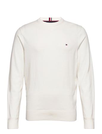 Pima Org Ctn Cashmere Crew Neck Stickad Tröja M. Rund Krage Vit Tommy Hilfiger