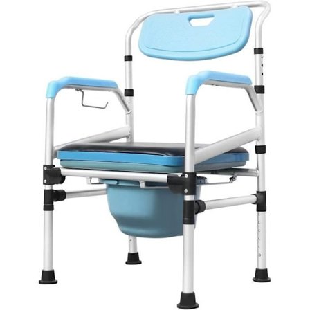 YUENFONG Duschstol med toaletthink Höjdjusterbar duschstol i aluminium med armstöd och ryggstöd