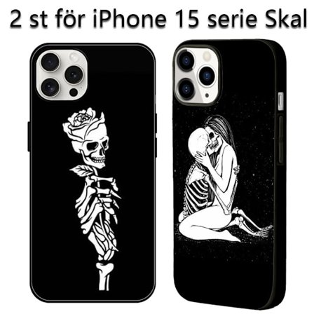 2 kpl Pääkallo iPhone 15 Pro Max Suojakuori, Tyylikkäät iPhone 15 -lisätarvikkeet iPhone 15 Plus 15 Pro 15 Pro Max -puhelimille