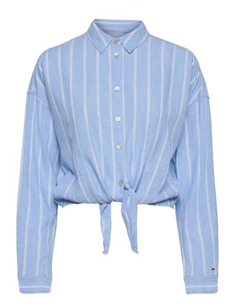 Tjw Relaxed Front Knot Shirt Långärmad Skjorta Blå Tommy Jeans