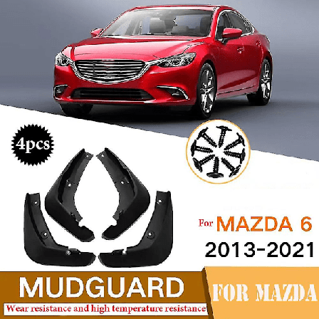 4 stk. Skvettlapper foran og bak til Mazda 6 Gj Gl Atenza 2013-2021, Sprutbeskyttere, Mud Flap, Mudguard, Skjerm, Biltilbehør