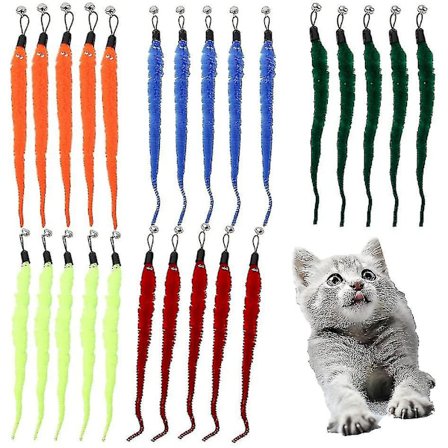 25 stk. 5 Farver Kat Orm Legetøj Udskiftnings Orm Sjovt Legetøj Med Klokker Til Kæledyrskatte
