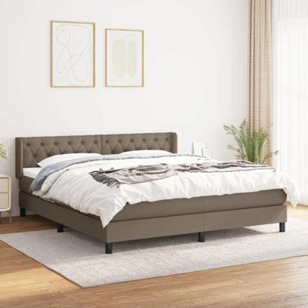 Maison Exclusive - Sengebund med lameller med Taupe madras 160x200 cm Stof