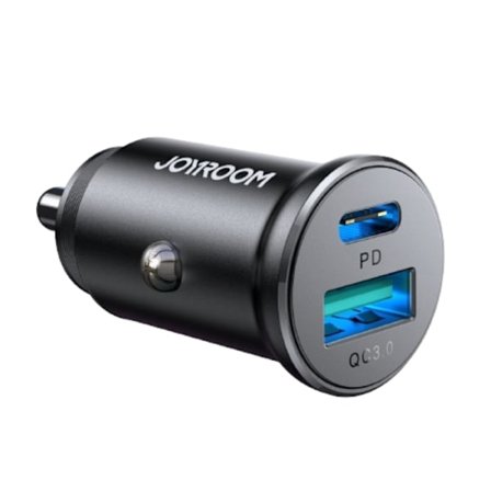 Joyroom Mini Billaddare USB-A/USB-C 30W - Svart