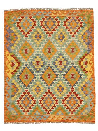 Hand Woven Kilim Afghan Old Style Rug 158X197 Brown/Orange