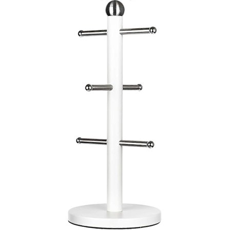 Rostfritt stål Matt Vit Belagd 6 Koppar Mugghållare Köksförvaringsställ