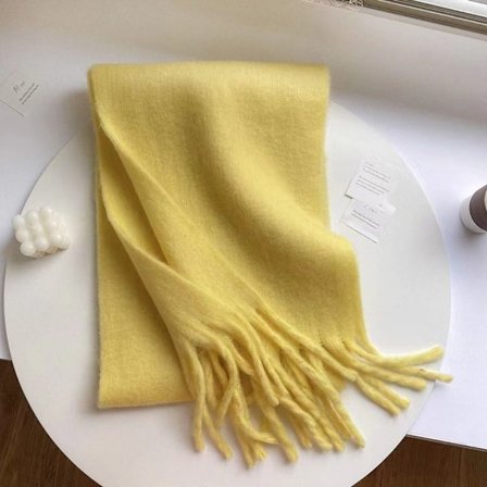 Vinter Cashmere Scarf Lång Tofs Scarves GUL