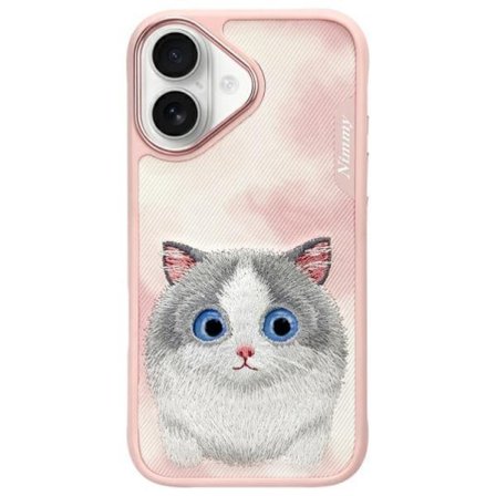 Nimmy iPhone 16 -puhelinkuori Big Eyed Pet 2.0 Cat - Pinkki