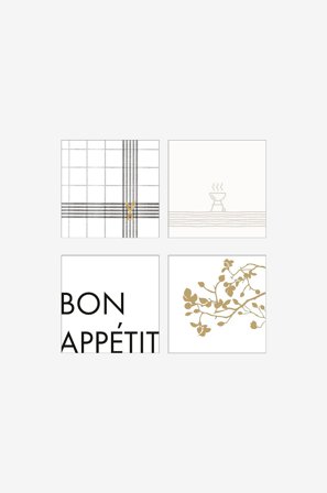 Paperproducts Design - Lautasliinat PPD No7, 4 erilaista, 20/pakk. - Valkoinen - Lautasliinat - - Homeroom