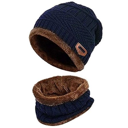 Vintervarm Beanie-lue, skjerf og hansker sett Unisex Vintervarm Strikket Beanie-lue Hals Hanske For Menn Kvinner
