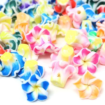 100 stk. Polymer Ler Blomster Perler Plumeria Spacer Perler