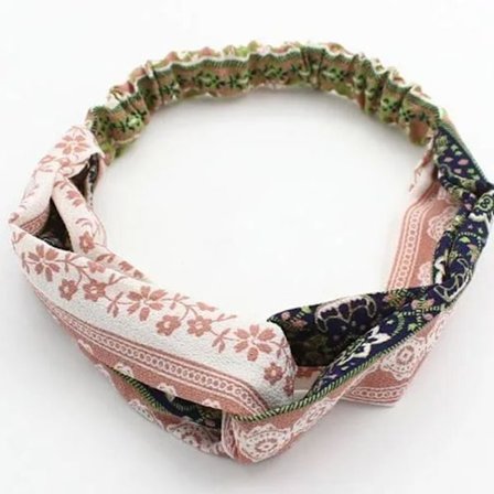 Twist Bandeau - AVIZAR - Blomster Bohème - Tyk Voile - Rosa - Til Kvinder