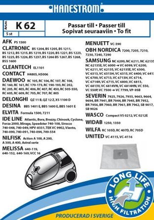 HANESTRÖM Vacuum cleaner bags K62