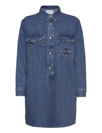 Utility Pop-Over Shirt Dress Kort Klänning Blå Calvin Klein Jeans