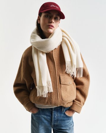 GANT Damen Gewebter Wollschal (ONE SIZE) Weiß