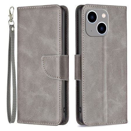 SKALO iPhone 15 Plus Flip Cover m. pung i PU-læder - Grå