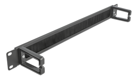 Delock Cable Management Brush Strip with 2 hooks - styringspanel for rackkabler med børste - 1U - 19"