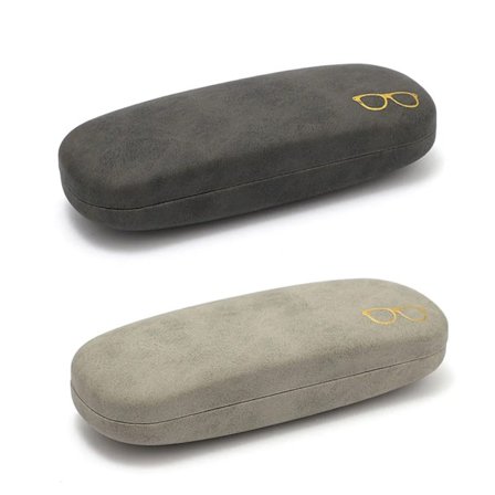 2x Hårdt Etui Brilleetui, Brilleetui Boks Bærbart Hårdt Brilleetui til de fleste briller og solbriller, Sort+Grå