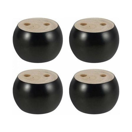 Pyöreät puukalusteiden jalat, 4 kpl, 5 cm korkeat, sohvalle, sängylle, nojatuolille, vaatekaapille, ruuveilla ja hihnoilla (musta)