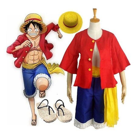 Anime One Piece Monkey D.luffy Cosplay Costume Hat With Shoes Full Set