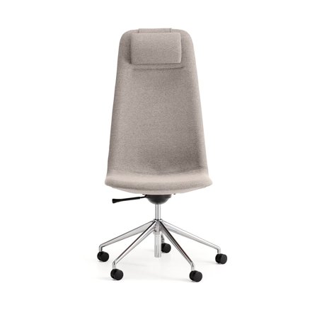 Stol LANGLEY, hög, med hjulstativ, borstad aluminium/taupe