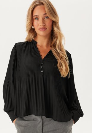ONLY - Onlronja Life L/S V-Neck Plisse - Black