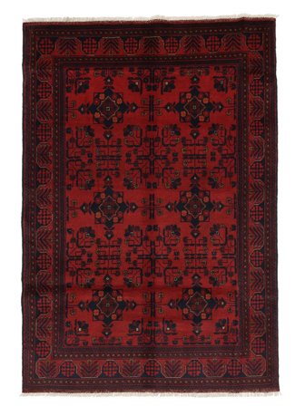 Anudada A Mano Afghan Khal Mohammadi Alfombra 130X189 De Lana Negro/Rojo Oscuro Pequeño