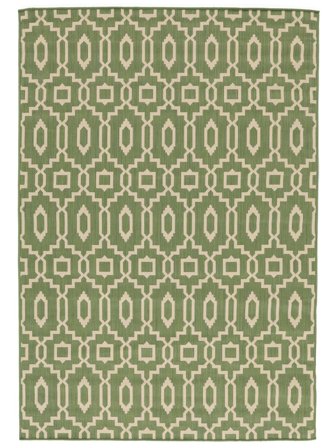 Tapete Para Interior/Exterior Geométrico Lavável Zellige - Verde/Bege 160X230 Em Estilo Clássico