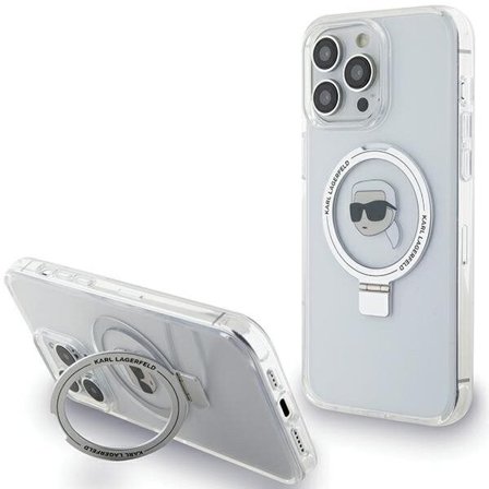 Karl Lagerfeld KLHMP15LHMRSKHH iPhone 15 Pro 6,1" vit hårdplastväska Ringstativ Karl Head MagSafe