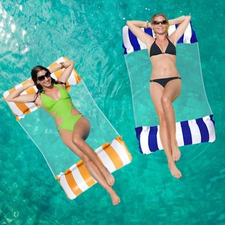 2-rums flydende hængekøje swimmingpool, 4 i 1 multi-brug oppustelig hængekøje med mesh, oppustelig lænestol til voksne og børn, flydende p