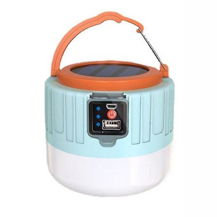 Aurinkokäyttöinen LED-leirilyhty, ladattava, hätälyhty, 3 valotilaa ulkoilmaretkeilyyn ja matkustamiseen - Snngv(sininen)