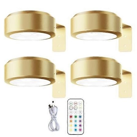 Väggmonterad trådlös bildlampa med fjärrkontroll, dimbar, batteridriven, justerbar 13-färgs RGB-målningslampa - Perfekt gyllene【GKS】