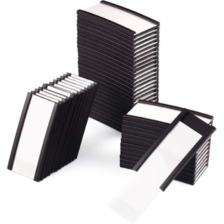 Magnetiske etiketter 50 stk 25MM*50MM Magnetiske etikettklemmer Magnetisk datakortholder med beskyttelsesfilm for whiteboard
