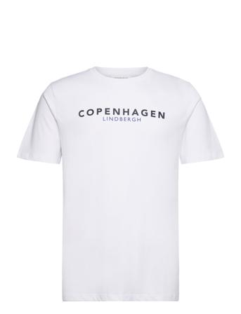 Copenhagen Print Tee S/S T-shirts Short-sleeved Hvit Lindbergh*Betinget Tilbud