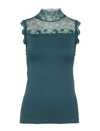 Vanessa Høj Hals Blus Ärmlös Grön Minus
