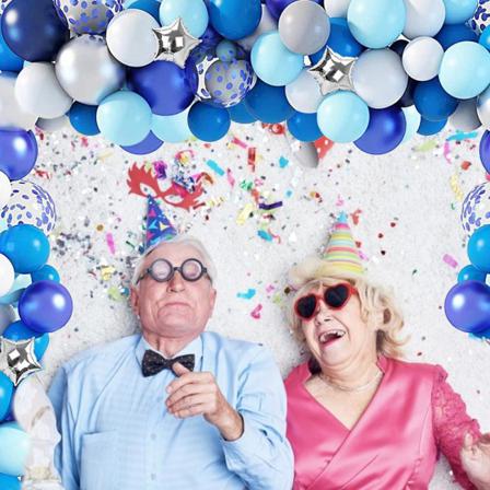 100 Blå Och Silver Ballongbågar Kit _ Bröllopsfödelsedagsfest