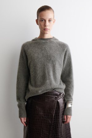 COS Women's Brushed-Cashmere Hoodie in Grey