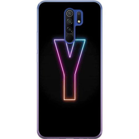 Kompatibel Mobilcover til Xiaomi Xiaomi Redmi 9 Minimalistisk neonbogstav Y i farveskiftende lys mod sort baggrund