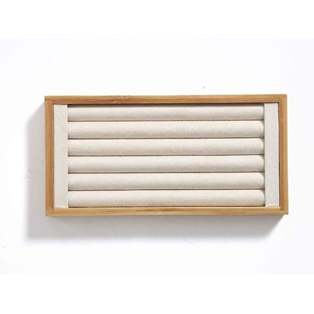 Bambus Ring Display Holder Smykke Opbevaringsbakke Organizer Ring Stand Til Show (beige)